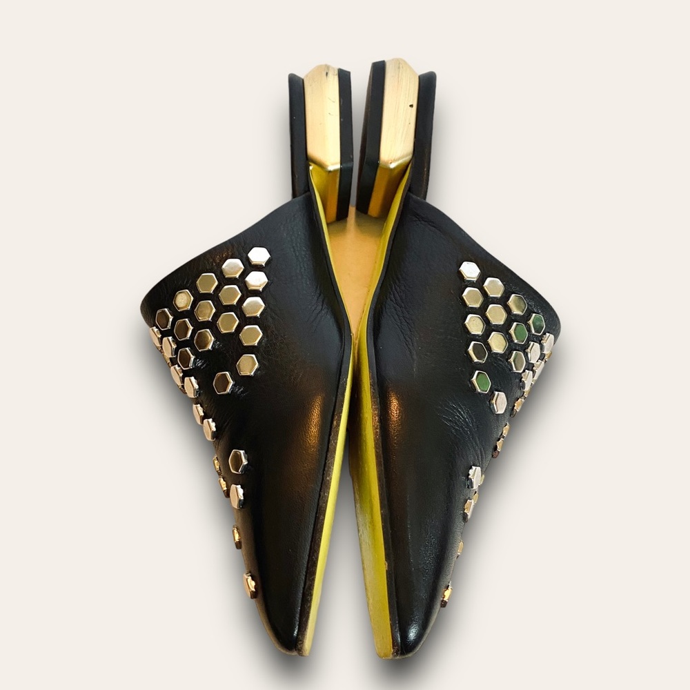 Fratelli Russo Studded Slide Mules w/ Geometric Heel SZ 37 - Picture 6 of 12